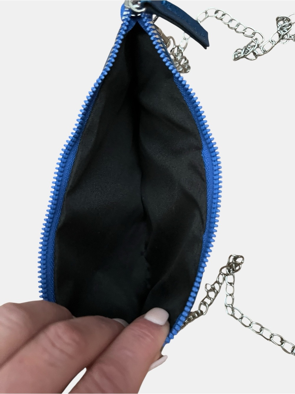 Color-Block Metallic Rainbow Crossbody Bag with Silver Chain Strap - Picture 3 of 9
